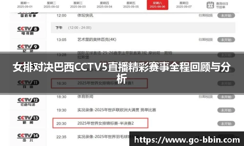 女排对决巴西CCTV5直播精彩赛事全程回顾与分析